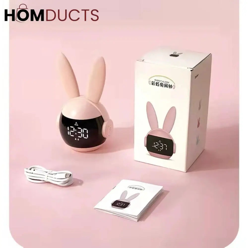 Adorable Rabbit LED Alarm Clock - Night Light & Digital Display