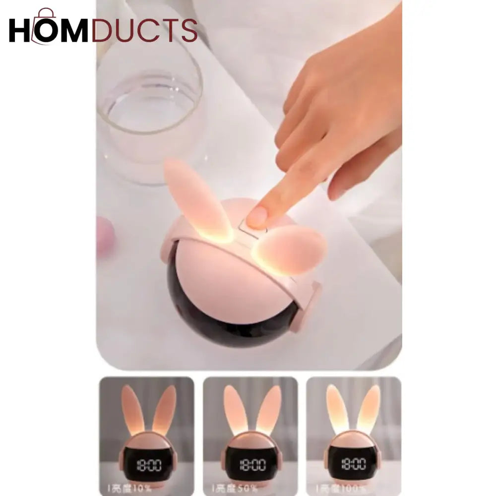 Adorable Rabbit LED Alarm Clock - Night Light & Digital Display