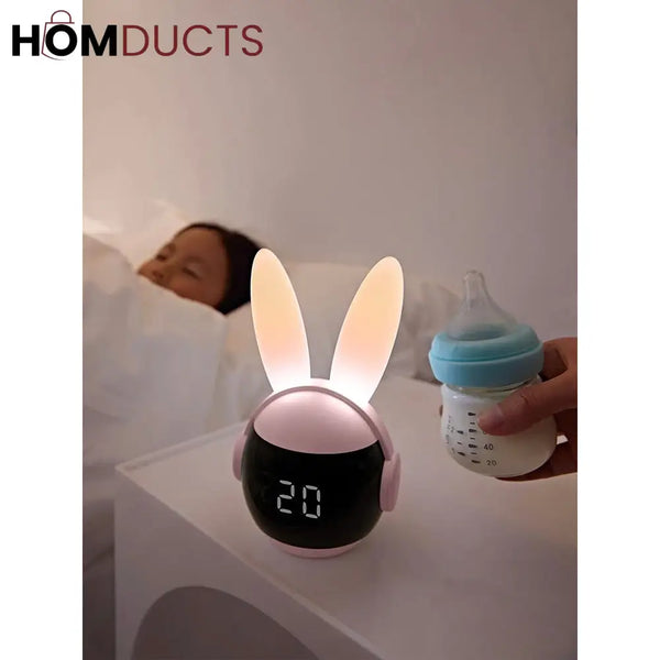 Adorable Rabbit LED Alarm Clock - Night Light & Digital Display