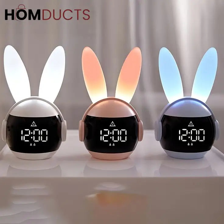 Adorable Rabbit LED Alarm Clock - Night Light & Digital Display