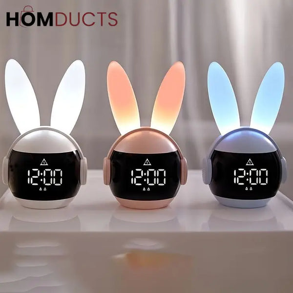 Adorable Rabbit LED Alarm Clock - Night Light & Digital Display
