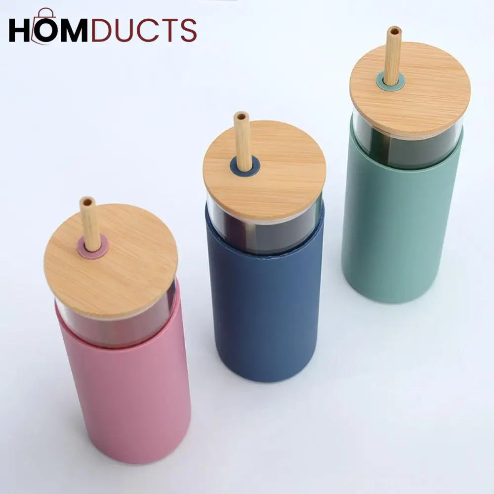 Aesthetic Glass Sipper With Silicone Cover