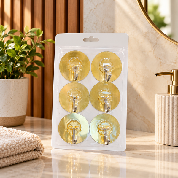 6-piece transparent adhesive wall hooks