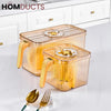 Airtight Acrylic Storage Containers with Handle – Stackable Leak-Proof Fridge & Pantry Organizer for Fruits Vegetables