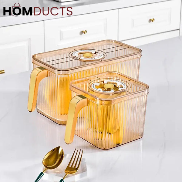 Airtight Acrylic Storage Containers with Handle – Stackable Leak-Proof Fridge & Pantry Organizer for Fruits Vegetables