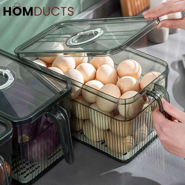 Airtight Acrylic Storage Containers with Handle – Stackable Leak-Proof Fridge & Pantry Organizer for Fruits Vegetables