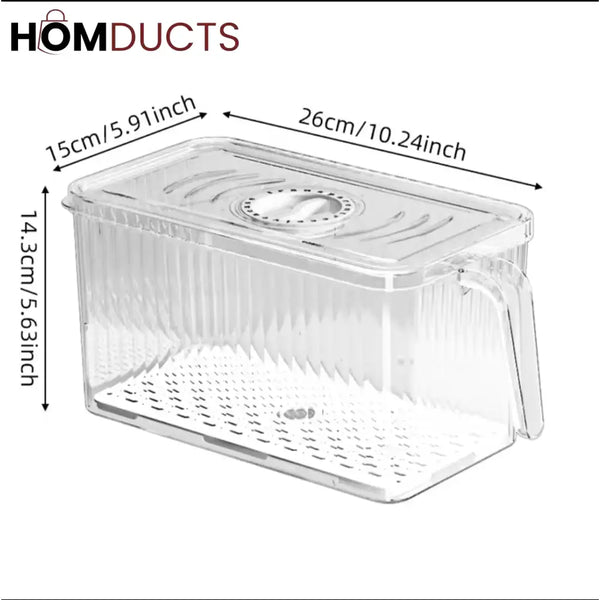 Airtight Acrylic Storage Containers with Handle – Stackable Leak-Proof Fridge & Pantry Organizer for Fruits Vegetables
