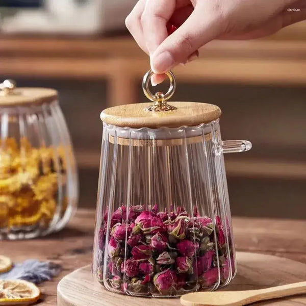 Airtight Glass Spice Jar with Wooden Lid - Modern Kitchen Storage