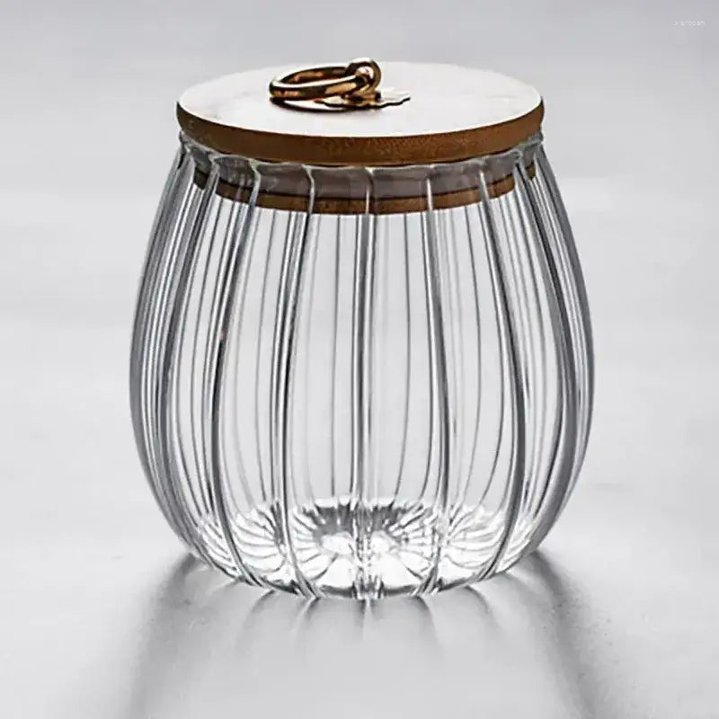 Airtight Glass Spice Jar with Wooden Lid - Modern Kitchen Storage