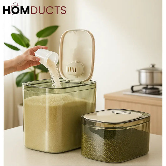 Airtight Rice Storage Container with Measuring Cup | Thickened Food Bin Food Dispensers