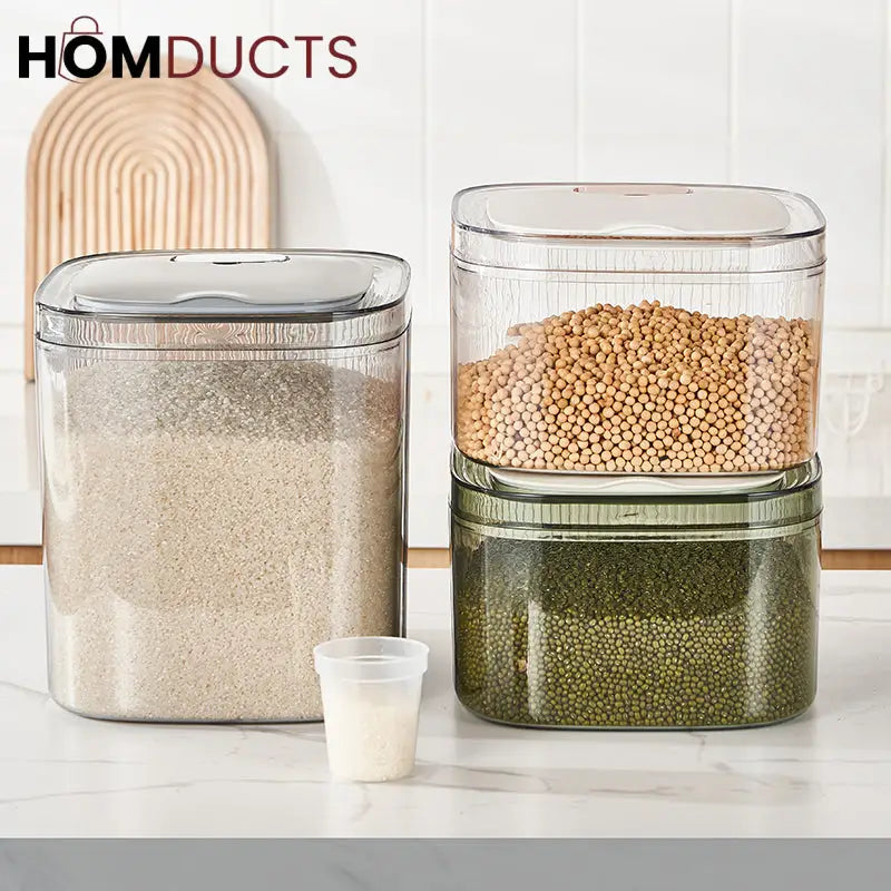 Airtight Rice Storage Container with Measuring Cup | Thickened Food Bin
