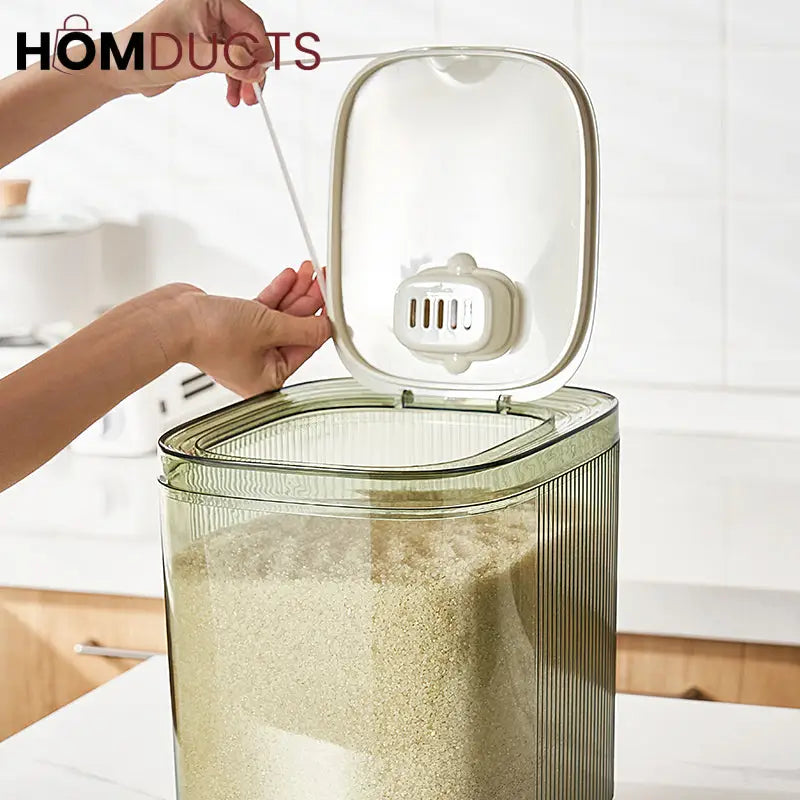 Airtight Rice Storage Container with Measuring Cup | Thickened Food Bin