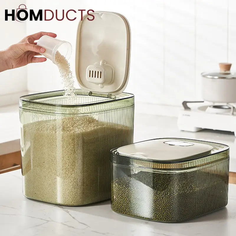 Airtight Rice Storage Container with Measuring Cup | Thickened Food Bin