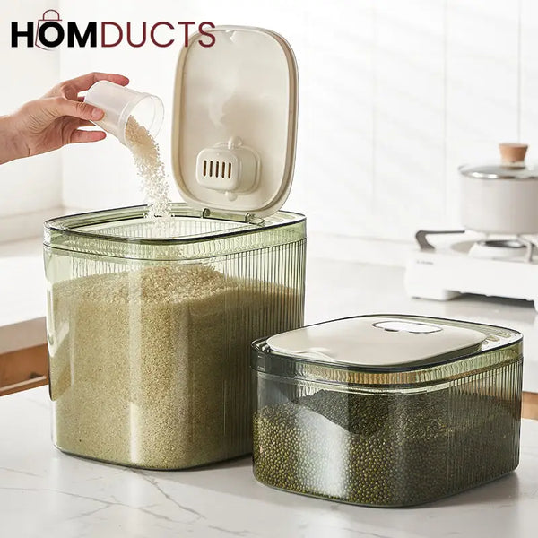 Airtight Rice Storage Container with Measuring Cup | Thickened Food Bin