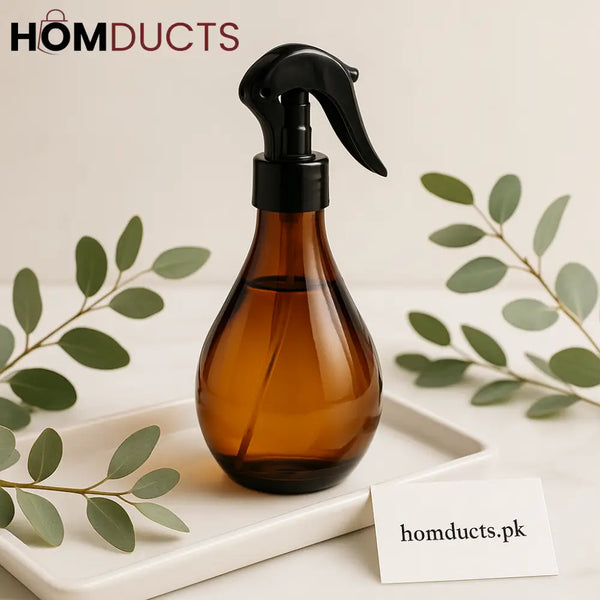 Amber Spray Bottle – Refillable Luxury Mist Dispenser with Black Trigger