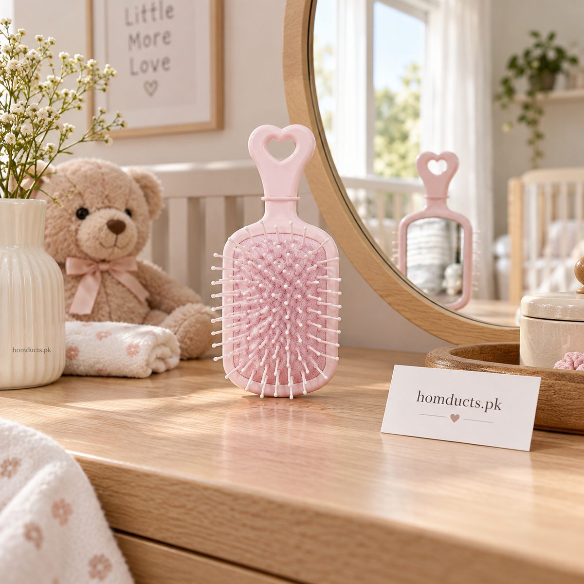 Angel Comb double-sided baby brush with back mirror