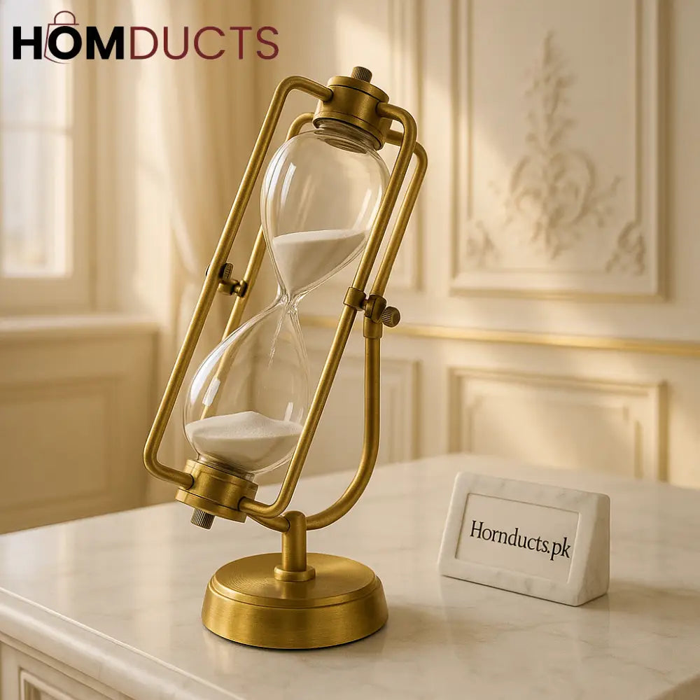 Antique Brass Rotating Hourglass Timer – Luxury Desktop Sand Clock