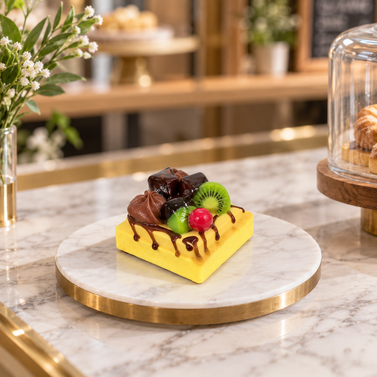 Artificial Decorative Square Chocolate Pastry