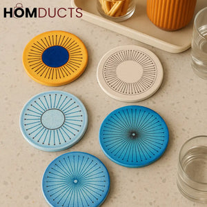 Artisan Burst Ceramic Coaster Set – Colorful Drink Mats