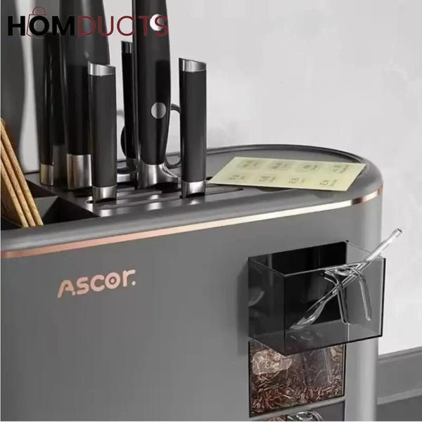 Ascor Luxe 8-in-1 Kitchen Organizer – Knife Utensil & Spice Holder