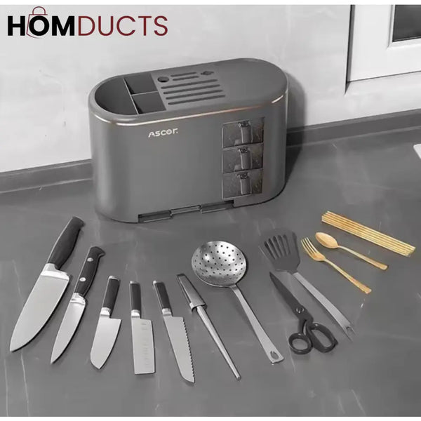 Ascor Luxe 8-in-1 Kitchen Organizer – Knife Utensil & Spice Holder