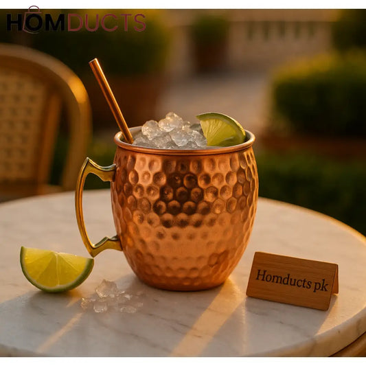 Auracraft Hammered Copper Mug – Gold Handle Moscow Mule Cup (500ml)