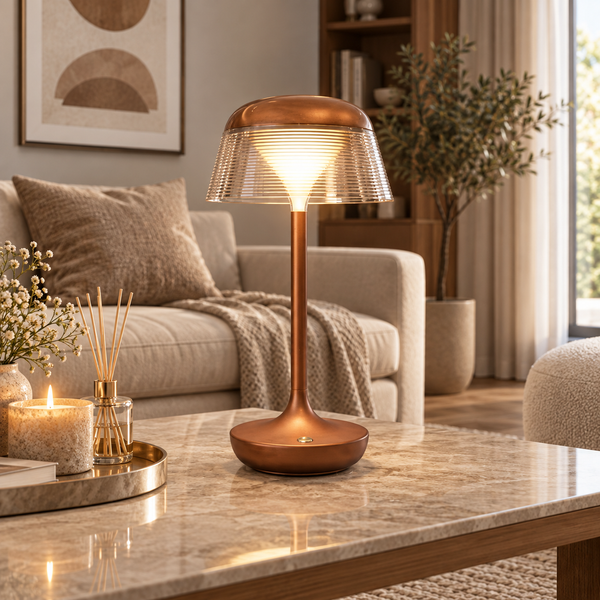 Aurora bronze LED table lamp with three light modes