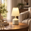 Aurora pleated ceramic table lamp with three light modes