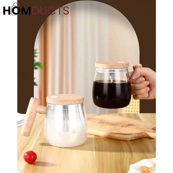 Auto Stirring Borosilicate Glass Cup