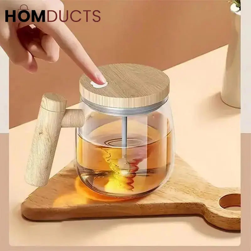 Auto Stirring Borosilicate Glass Cup
