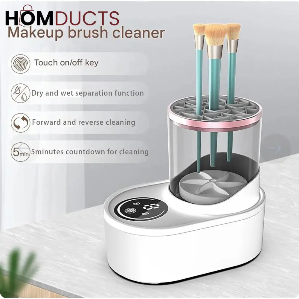 Automatic Electric Makeup Brush Cleaner – Fast & Hygienic with Dry/Wet Separation