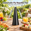 Automatic fly repeller fan keeping flies away from outdoor food