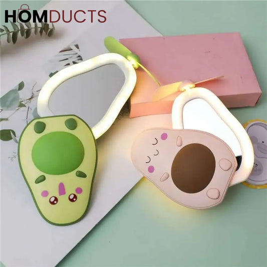 Avacado Shape Portable Mini Fan With Mirror