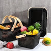 Modern Metal Mesh Fruit Basket with Wooden Handle – Stylish Kitchen Counter Storage for Fruits and Vegetables