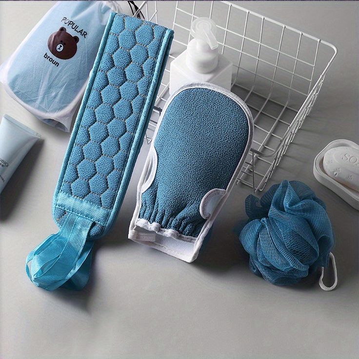 Luxury Exfoliating Bath Set – Back Scrubber, Loofah & Body Glove