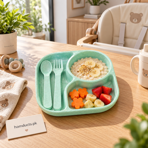 Four-piece baby feeding plate bowl spoon and fork set