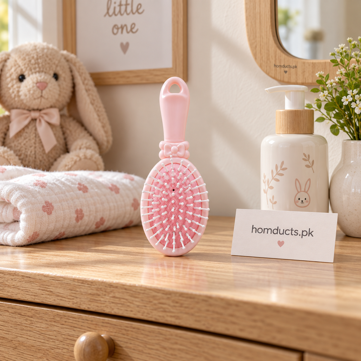 Pastel baby hair brush with gentle bristles