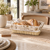 Rectangular woven bread basket with printed lining