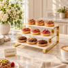 White and gold three-tier dessert serving stand
