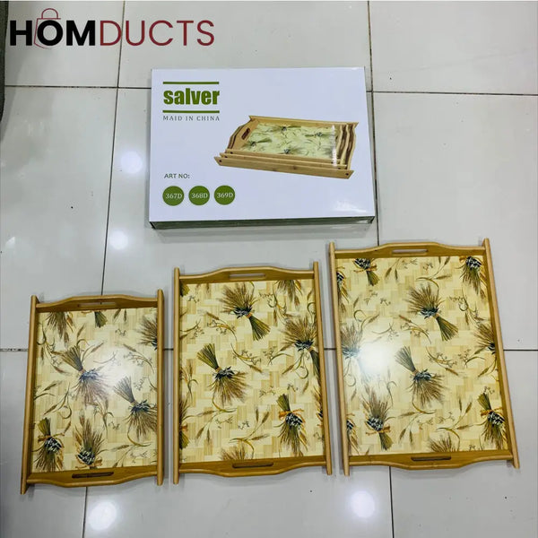 Bamboo Food & Tea Serving Tray (3Pcs)