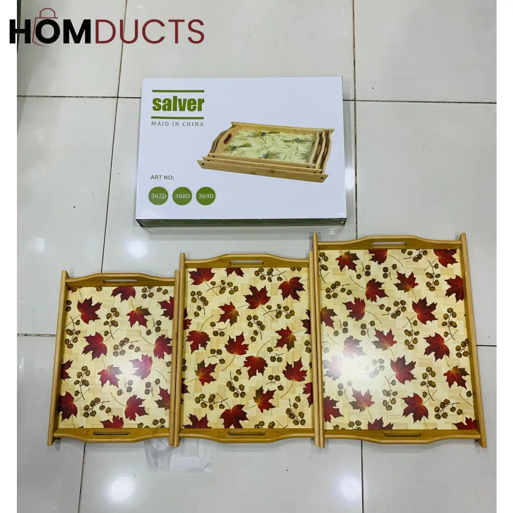 Bamboo Food & Tea Serving Tray (3Pcs)