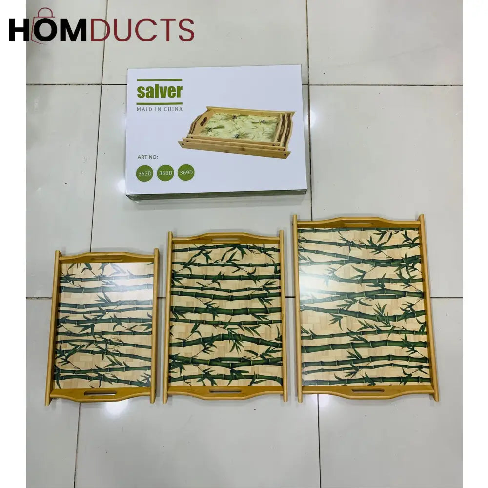 Bamboo Food & Tea Serving Tray (3Pcs)