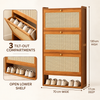 Dimensions and features of the three-door bamboo rattan shoe cabinet