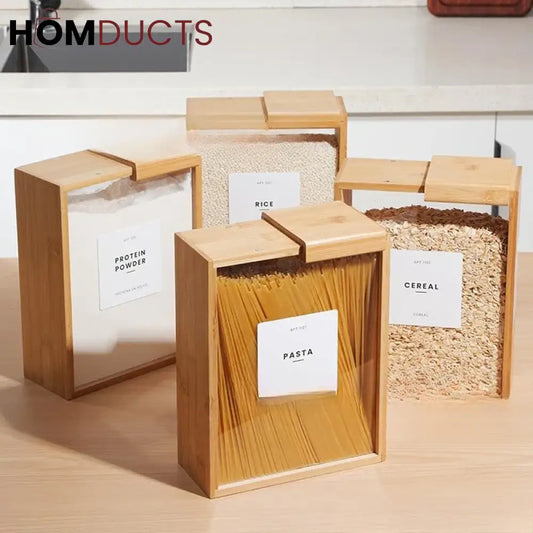 Bamboo Wooden Grain Storage Box