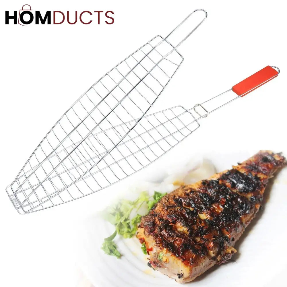 Barbeque Fish Grill With Wooden Handle