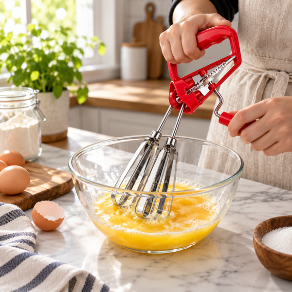 Manual Rotary Hand Egg Beater with Twin Whisks