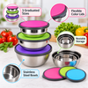 3-Piece Stainless Steel Food Container Set with Flexible Color Lids features