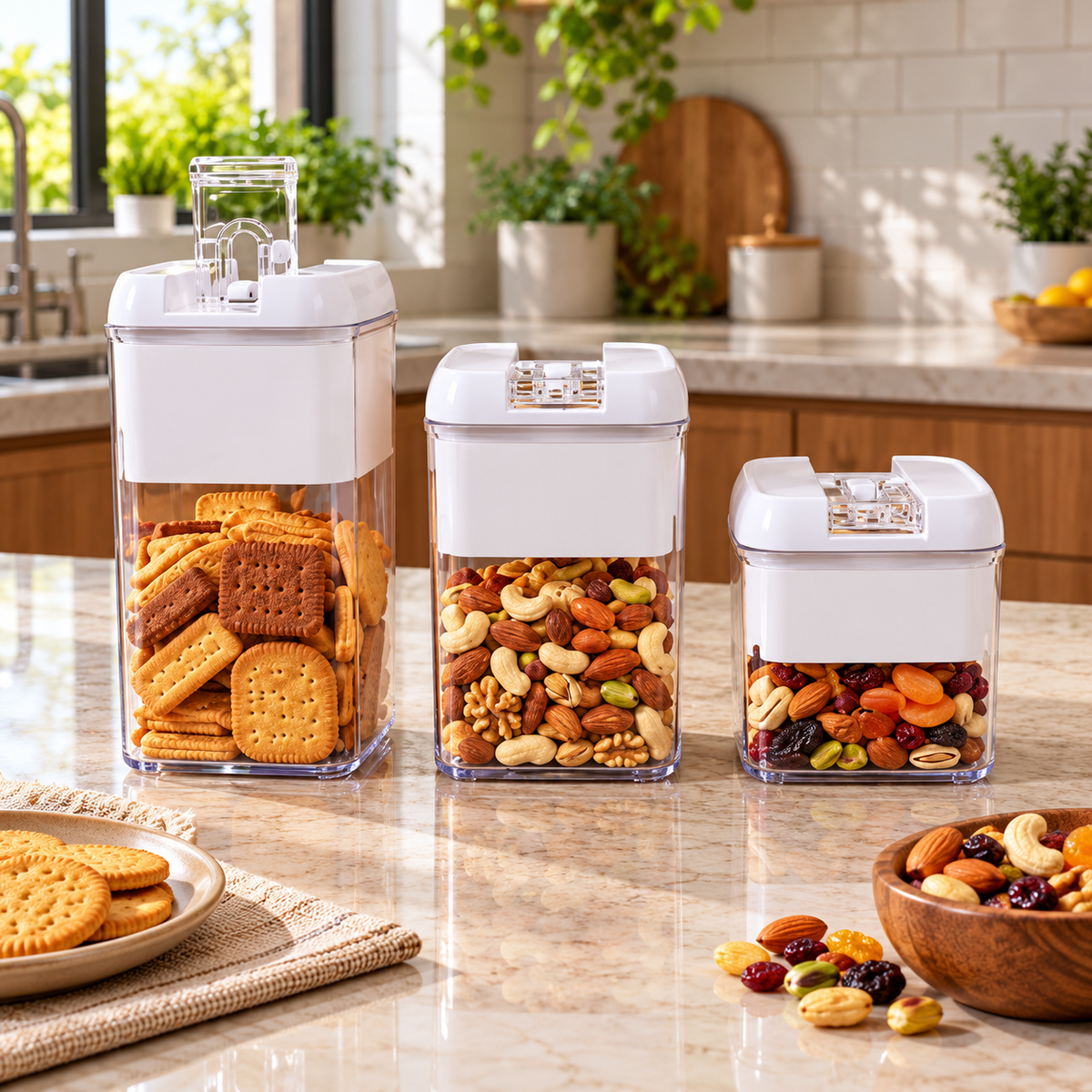 Clear Acrylic Easy-Lock Dry Food Storage Jar lifestyle