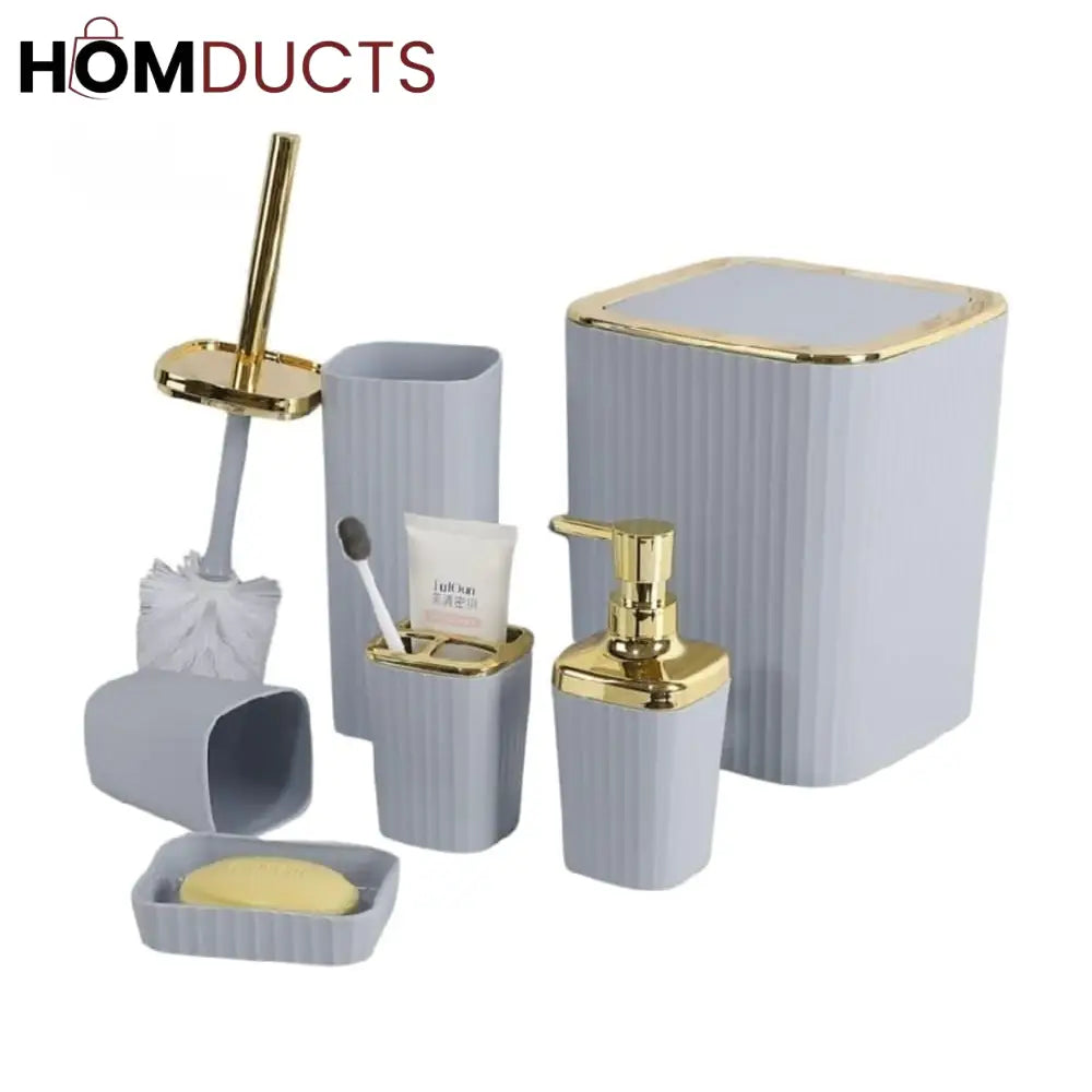 Bathroom Accessory Kit - 6 Pieces Including Soap Dispenser Toilet Brush And More