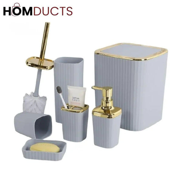 Bathroom Accessory Kit - 6 Pieces Including Soap Dispenser Toilet Brush And More
